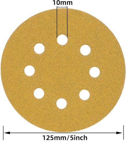 5 Inch 8 Hole Hook and Loop Sanding Discs 220 Grit Random Orbit Sandpaper, for Woodworking or Automotive, 100 PCS in Kuwait
