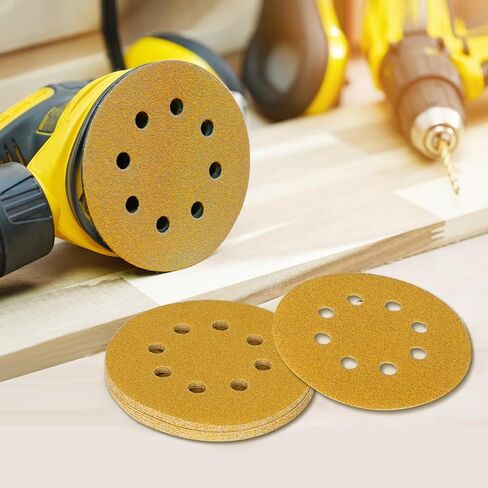 5 Inch 8 Hole Hook and Loop Sanding Discs 220 Grit Random Orbit Sandpaper, for Woodworking or Automotive, 100 PCS in Kuwait