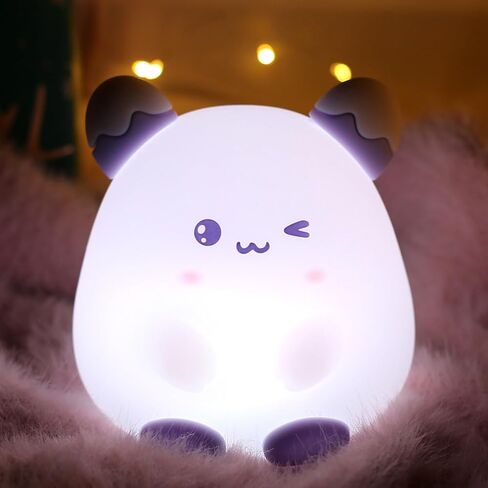 مصباح أرنب ليلي خفيف - هدية لطيفة من السيليكون على شكل أرنب ليلي للأطفال، مصباح بجانب السرير ضوء أرنب قابل لإعادة الشحن لديكور المنزل والرضاعة الطبيعية NL001-Purple in Kuwait