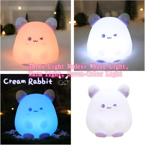 مصباح أرنب ليلي خفيف - هدية لطيفة من السيليكون على شكل أرنب ليلي للأطفال، مصباح بجانب السرير ضوء أرنب قابل لإعادة الشحن لديكور المنزل والرضاعة الطبيعية NL001-Purple in Kuwait