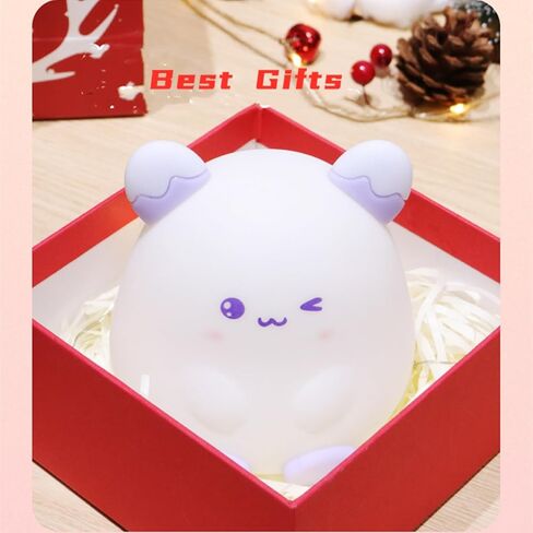 مصباح أرنب ليلي خفيف - هدية لطيفة من السيليكون على شكل أرنب ليلي للأطفال، مصباح بجانب السرير ضوء أرنب قابل لإعادة الشحن لديكور المنزل والرضاعة الطبيعية NL001-Purple in Kuwait