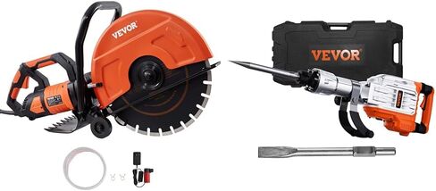 VEVOR Electric Concrete Saw, 7 in Circular Saw Cutter, 2000 W High Power with Max. 2.5 in Cutting Depth, Wet/Dry Disk Saw Cutter Includes Water Line, Pump and Blade, for Stone, Brick in Saudi Arabia