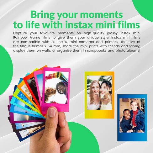 Fujifilm Instax Mini Instant Rainbow Film, 20 Sheets + BluebirdSales Microfiber Cleaning Cloth in Saudi Arabia