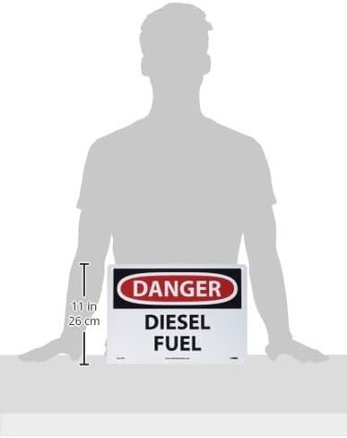 لافتة NMC D427PB OSHA، "DANGER DIESEL FUEL"، عرض 35.56 سم × ارتفاع 25.4 سم، فينيل حساس للضغط، أسود/أحمر على أبيض، 10 × 14 in Saudi Arabia