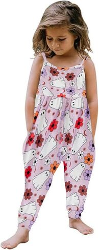Ayalinggo My First Halloween Baby Girl Outfit Pumpkin Ghost Romper Jumpsuit Sleeveless Strap Overalls Toddler Fall Clothes in Saudi Arabia