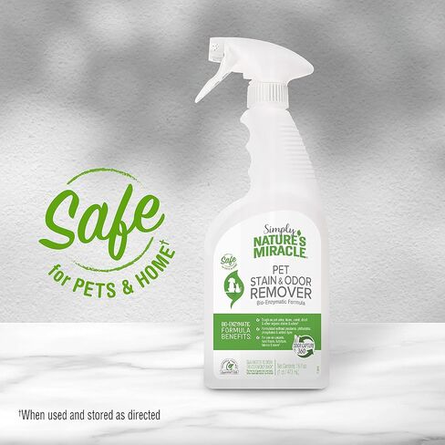 Nature's Miracle Simply Pet Stain and Odor Remover, 32 Ounce, Made with 86% Plant-Derived Surfactants in Saudi Arabia