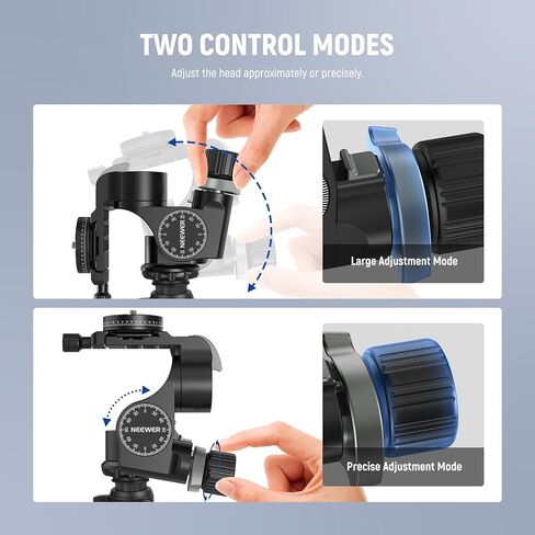 NEEWER 3 Way Geared Tripod Head with 360° Pan Arca Type QR Plate, Millimeter Micro Adjustment, Aluminum Alloy 3 Axis Pan Tilt Head with Quick Switch Large & Fine Dual Modes, Max Load 13.2lb/6kg, TH16 in Saudi Arabia
