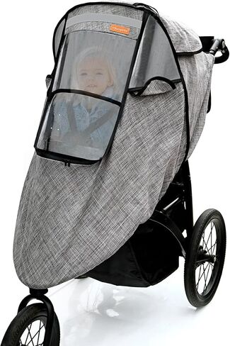 Stroller Rain Cover,Universal Stroller Accessory,Waterproof,Windproof Protection,Protect from Dust Snow,Baby Travel Weather Shield(Grey) in Saudi Arabia