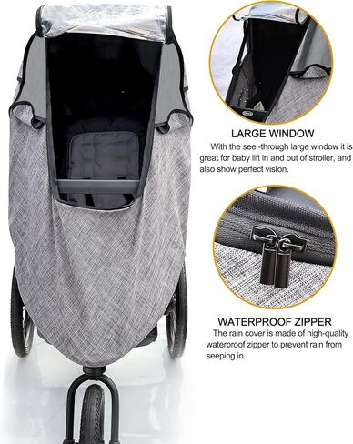 Stroller Rain Cover,Universal Stroller Accessory,Waterproof,Windproof Protection,Protect from Dust Snow,Baby Travel Weather Shield(Grey) in Saudi Arabia