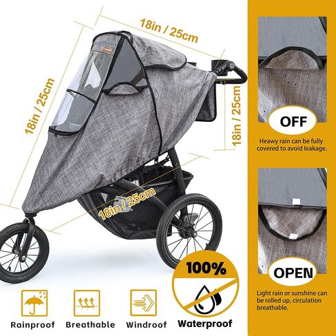 Stroller Rain Cover,Universal Stroller Accessory,Waterproof,Windproof Protection,Protect from Dust Snow,Baby Travel Weather Shield(Grey) in Saudi Arabia
