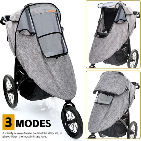 Stroller Rain Cover,Universal Stroller Accessory,Waterproof,Windproof Protection,Protect from Dust Snow,Baby Travel Weather Shield(Grey) in Saudi Arabia