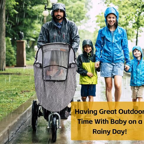 Stroller Rain Cover,Universal Stroller Accessory,Waterproof,Windproof Protection,Protect from Dust Snow,Baby Travel Weather Shield(Grey) in Saudi Arabia