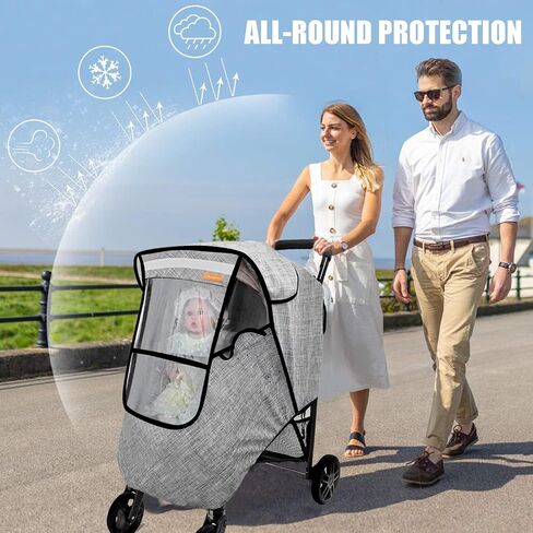 Stroller Rain Cover,Universal Stroller Accessory,Waterproof,Windproof Protection,Protect from Dust Snow,Baby Travel Weather Shield(Grey) in Saudi Arabia