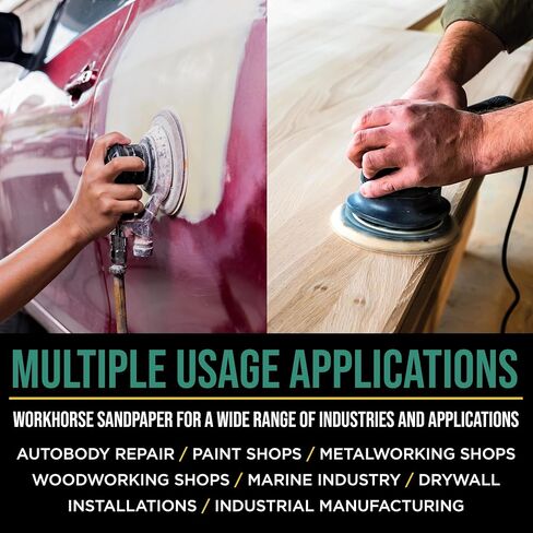 Dura-Gold Premium 2000 Grit 5" Green Film Sanding Discs, 9-Hole Pattern, Box of 50 - Heavy-Duty Dustless Hook & Loop Backing Sandpaper for DA & Random Orbital Sander, Detail Auto Paint Wood in Kuwait