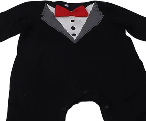 80cm Baby Tuxedo Onesie Long Sleeve Newborn Gentleman Romper Jumpsuit with Bow Tie Black in Saudi Arabia
