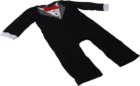 80cm Baby Tuxedo Onesie Long Sleeve Newborn Gentleman Romper Jumpsuit with Bow Tie Black in Saudi Arabia