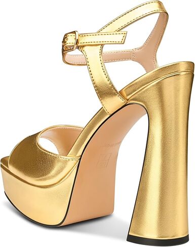 HDEUOLM Womens Chunky Block High Platform Heel Square Toe Peep Toe Sandals Ankle Strap Buckle Wedding Cute 5.3 Inches Heels in Saudi Arabia