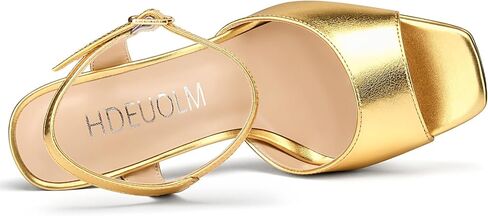 HDEUOLM Womens Chunky Block High Platform Heel Square Toe Peep Toe Sandals Ankle Strap Buckle Wedding Cute 5.3 Inches Heels in Saudi Arabia