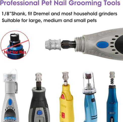 for Dremel Dog Nail Grinder - Diamond Bits Attachment for Dog Nail - 1/8'' Painless Nail Grinder Bits Won't Pull Hair or Get Hot for Large Medium Small Dogs and Cats Paws Grooming in Kuwait