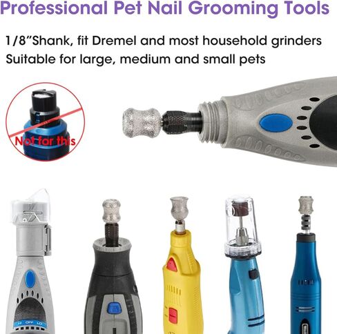 for Dremel Dog Nail Grinder - Diamond Bits Attachment for Dog Nail - 1/8'' Painless Nail Grinder Bits Won't Pull Hair or Get Hot for Large Medium Small Dogs and Cats Paws Grooming in Kuwait