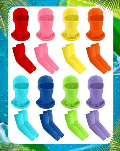 Zhanmai 8 Set Unisex Balaclava Face Mask Arm Sleeves Ski Mask Full Face Cover Compression Arm Sleeves for Summer Outdoor in Saudi Arabia