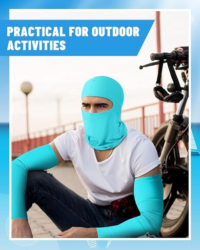 Zhanmai 8 Set Unisex Balaclava Face Mask Arm Sleeves Ski Mask Full Face Cover Compression Arm Sleeves for Summer Outdoor in Saudi Arabia