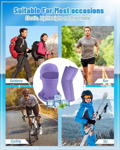 Zhanmai 8 Set Unisex Balaclava Face Mask Arm Sleeves Ski Mask Full Face Cover Compression Arm Sleeves for Summer Outdoor in Saudi Arabia