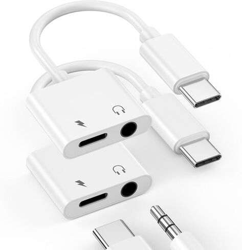 2 Pack [Apple MFi Certified] Apple Lighting to 3.5 mm Headphone Jack Adapter, 2 in 1 iPhone Headphone Jack Aux Audio + Charger Cable Splitter Adapter Dongle for iPhone 14 13 12 11 Pro Max XS XR X 8 7 in Saudi Arabia