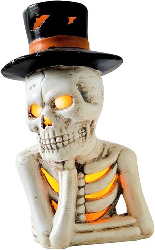 Tfro & Cile Halloween Home Skull Book Decor Ceramic Indoor Skeleton Head Decoration Human Head Statue with LED Light for Shelves Party in Saudi Arabia