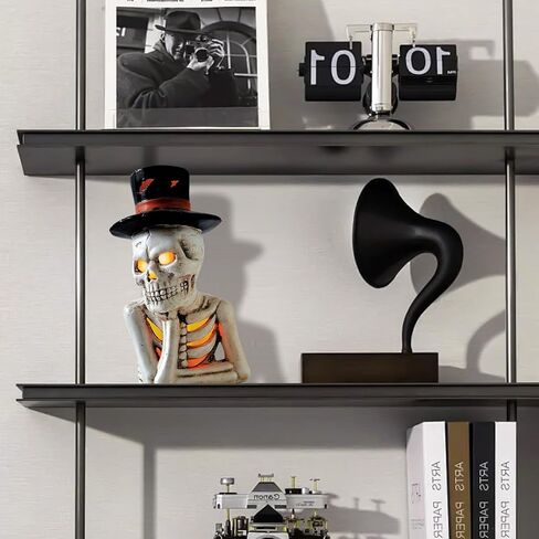 Tfro & Cile Halloween Home Skull Book Decor Ceramic Indoor Skeleton Head Decoration Human Head Statue with LED Light for Shelves Party in Saudi Arabia