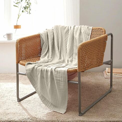 KyraHome 100% Organic Cotton Muslin Swaddle Blanket 42"x42" for Baby Adults, Hand-Plant Dyed, Soft Breathable Lightweight Blanket, All Season (Oatmeal Khaki) in Saudi Arabia