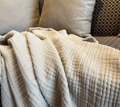 KyraHome 100% Organic Cotton Muslin Swaddle Blanket 42"x42" for Baby Adults, Hand-Plant Dyed, Soft Breathable Lightweight Blanket, All Season (Oatmeal Khaki) in Saudi Arabia