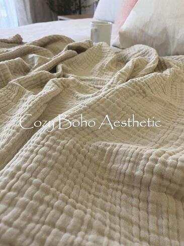 KyraHome 100% Organic Cotton Muslin Swaddle Blanket 42"x42" for Baby Adults, Hand-Plant Dyed, Soft Breathable Lightweight Blanket, All Season (Oatmeal Khaki) in Saudi Arabia