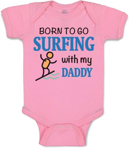 Custom Baby Bodysuit Born to Go Surfing with My Daddy Surfer Dad Father's Day in Kuwait