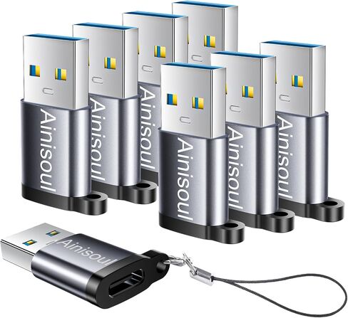 محول USB إلى USB C 8 حزم، محول USB إلى C، محول USB C إلى USB، محول USB A إلى USB C، محول USB إلى USB C أنثى لهاتف iPhone 15/14/13، iPad Pro Air، AirPods(4 أسود + 4) رمادي) in Kuwait
