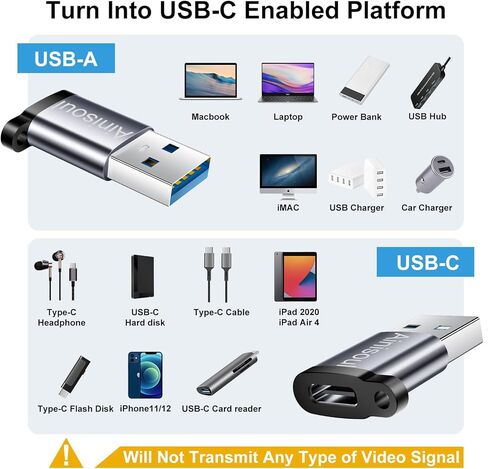 محول USB إلى USB C 8 حزم، محول USB إلى C، محول USB C إلى USB، محول USB A إلى USB C، محول USB إلى USB C أنثى لهاتف iPhone 15/14/13، iPad Pro Air، AirPods(4 أسود + 4) رمادي) in Kuwait