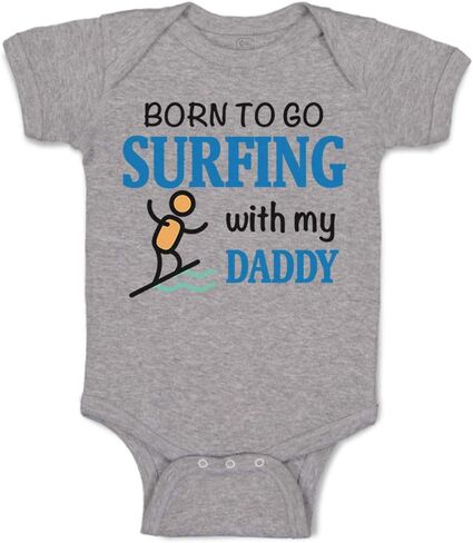 Custom Baby Bodysuit Born to Go Surfing with My Daddy Surfer Dad Father's Day in Kuwait