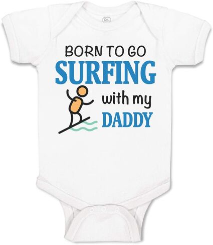 Custom Baby Bodysuit Born to Go Surfing with My Daddy Surfer Dad Father's Day in Kuwait