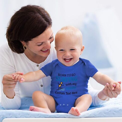 Custom Baby Bodysuit Born to Go Surfing with My Daddy Surfer Dad Father's Day in Kuwait