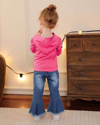 ملابس Kucnuzki للأطفال الرضع والبنات، سويت شيرت بقلنسوة وأكمام طويلة، جينز من قماش الدنيم، قطعتين من قطعتين لفصل الخريف والشتاء، ملابس للفتيات in Kuwait