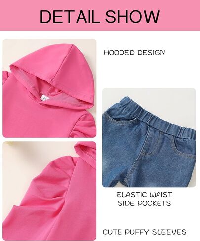 ملابس Kucnuzki للأطفال الرضع والبنات، سويت شيرت بقلنسوة وأكمام طويلة، جينز من قماش الدنيم، قطعتين من قطعتين لفصل الخريف والشتاء، ملابس للفتيات in Kuwait