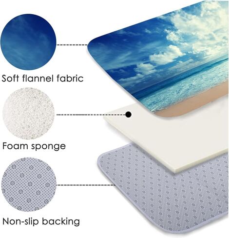 سجادة مريحة مضادة للتعب من Tidal Beach، سجادة مطبخ غير قابلة للانزلاق مقاس 45x17.5 بوصة، سجادة حمام الحمام، غرفة النوم وغرفة المعيشة تستخدم حصيرة سميكة ممتدة من إسفنج الذاكرة الممتص. in Kuwait