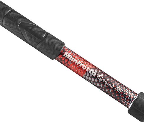 Manfrotto Element MII MMELMIIA5RD 5 أقسام ألومنيوم مونوبود مع حزام يد مطاطي حلقات مشبك حمل 16 كجم لكاميرات SLR الهجينة المدمجة، أحمر in Saudi Arabia
