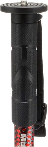 Manfrotto Element MII MMELMIIA5RD 5 أقسام ألومنيوم مونوبود مع حزام يد مطاطي حلقات مشبك حمل 16 كجم لكاميرات SLR الهجينة المدمجة، أحمر in Saudi Arabia