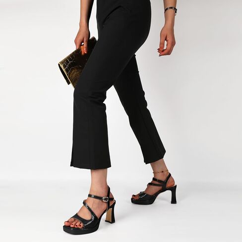 SAMMITOP Platform Heels for Women Open Square Toe Strappy Chunky High Heeled Sandals Slingback Heels Ankle Strap Wedding Party Office Shoes 3.5 Inch in Kuwait