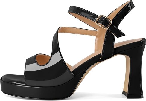SAMMITOP Platform Heels for Women Open Square Toe Strappy Chunky High Heeled Sandals Slingback Heels Ankle Strap Wedding Party Office Shoes 3.5 Inch in Kuwait