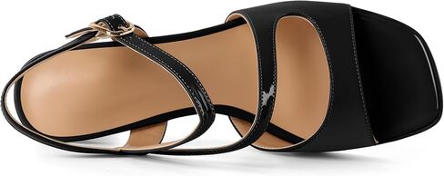 SAMMITOP Platform Heels for Women Open Square Toe Strappy Chunky High Heeled Sandals Slingback Heels Ankle Strap Wedding Party Office Shoes 3.5 Inch in Kuwait