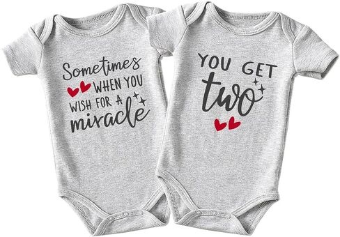 shlrzy Wish One Get Two Baby Twin Outfits For Boy And Girl Newborn Twins Baby Items Must Haves Twin Baby Bodysuit in Saudi Arabia