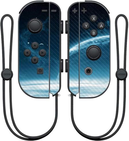 MightySkins Carbon Fiber Skin for Nintendo Joy-Con Controller - Spaced Out | Protective, Durable Textured Carbon Fiber Finish | Easy to Apply, Remove, and Change Styles | Made in The USA in Saudi Arabia