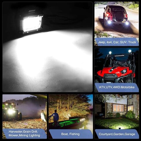 Nilight 4Pcs LED Pods 4Inch 60W Triple Row Flood Spot Combo 6000LM Light Bar with 12V On/Off 5 Pin Rocker Switch 16AWG Wiring Harness Kit-4 Leads in Saudi Arabia
